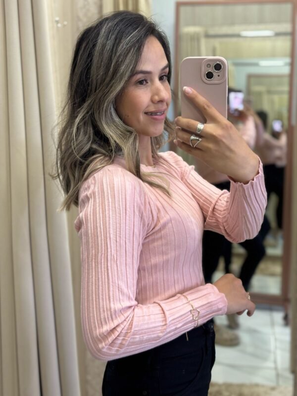 Blusa Modal Manga Longa Rosa - Imagem 3