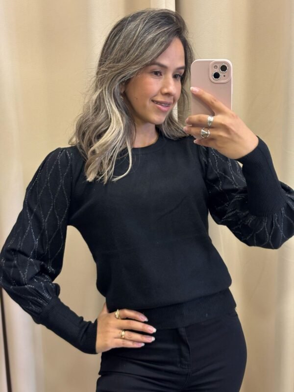 Blusa Modal Preta com Brilho
