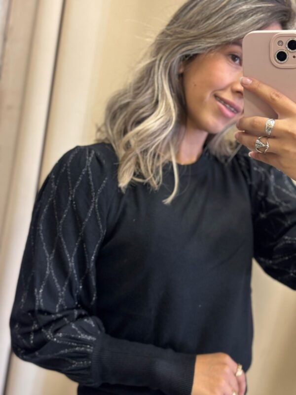 Blusa Modal Preta com Brilho - Imagem 4
