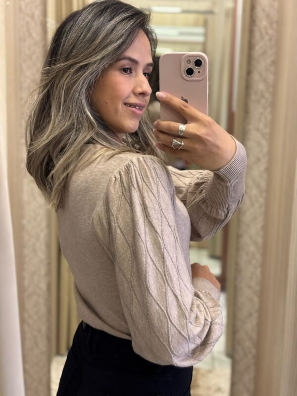 Blusa Modal com Brilho Bege - Imagem 2