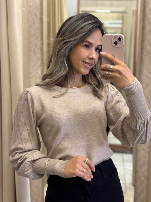 Blusa Modal com Brilho Bege