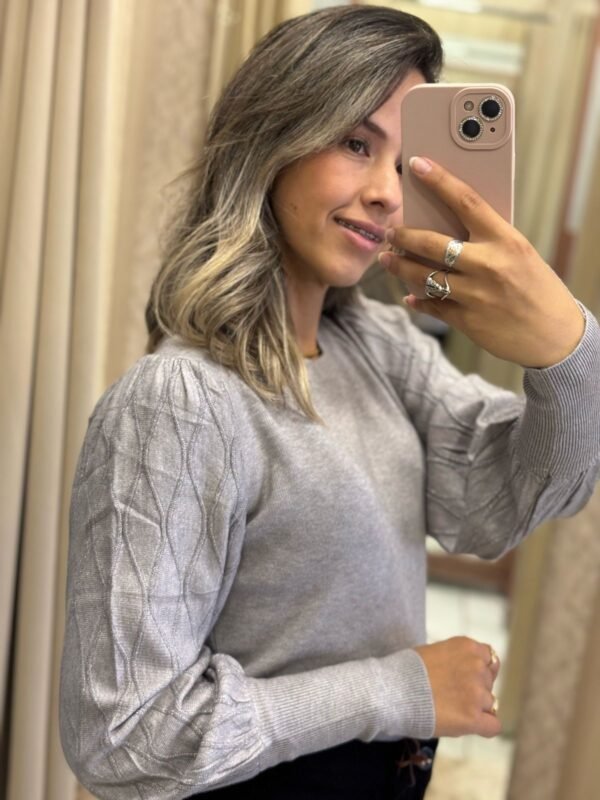 Blusa Modal com Brilho Cinza - Image 2