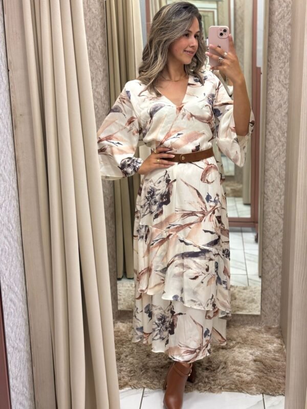 Vestido Floral com Cinto