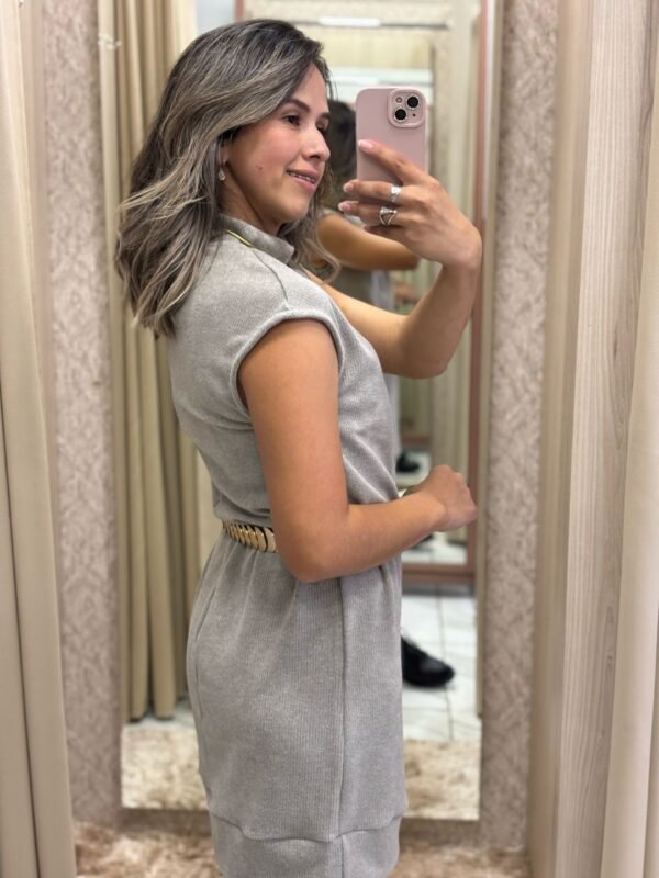 Vestido Tricô Modal Cinza - Imagem 3