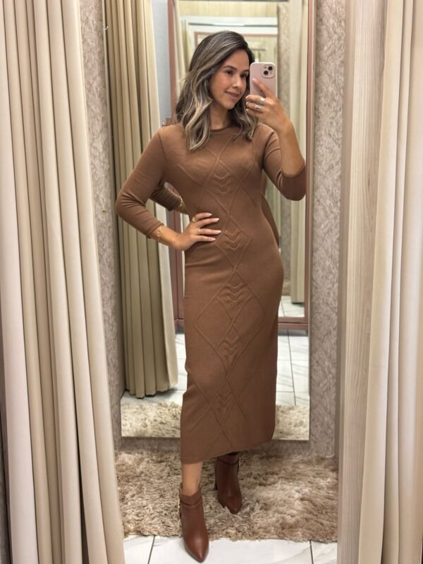 Vestido Tricô Modal Marrom