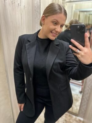 Blazer de Lã Alongado Preto