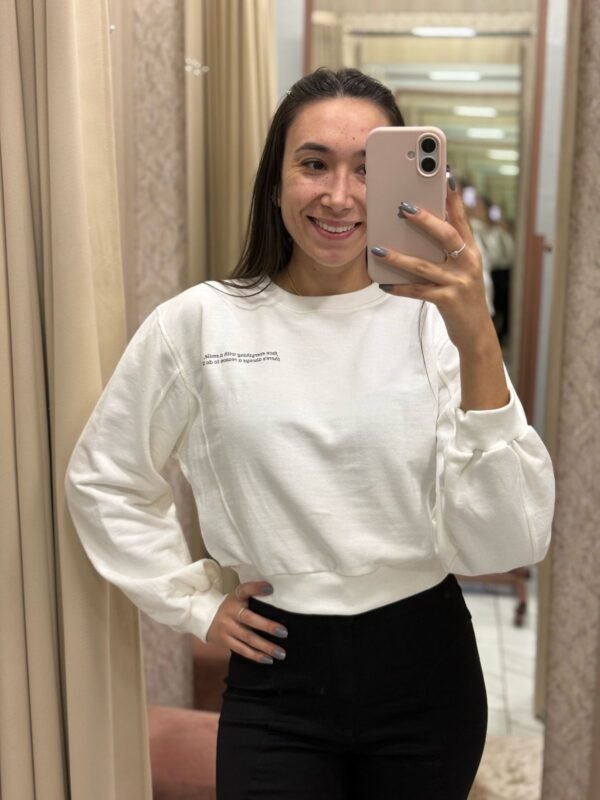 Blusa Moletom Cropped Off White