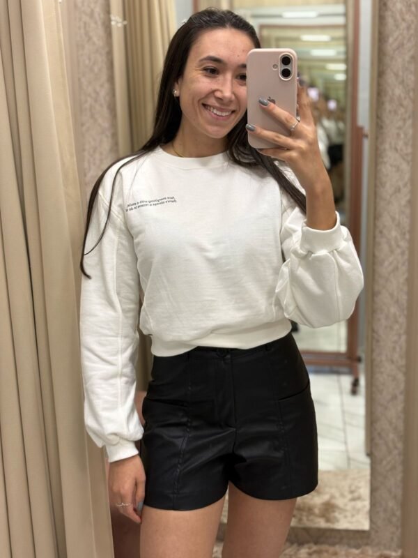 Blusa Moletom Cropped Off White