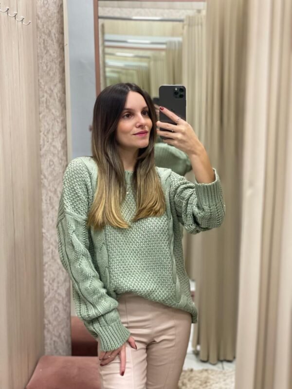Blusa Tricot Verde Pastel - Imagem 3
