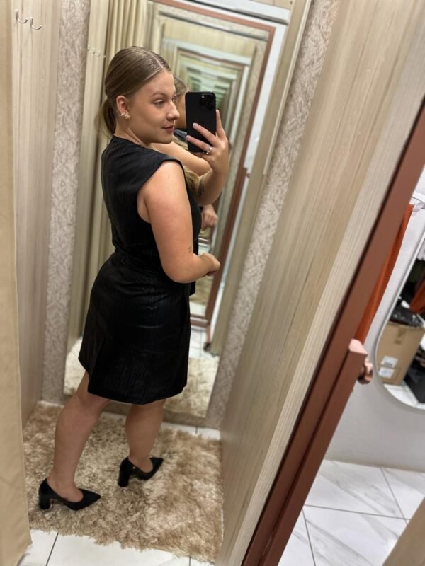 Vestido Curto em PU Preto - Imagem 4