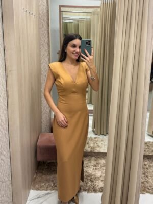 Vestido Midi Alfaiataria Caramelo