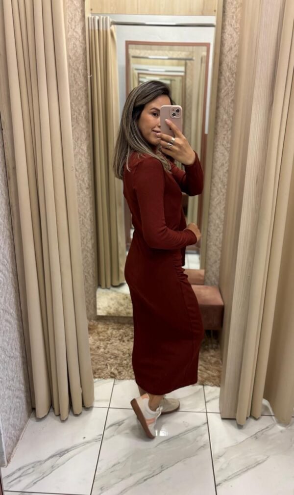 Vestido Midi Canelado Marsala - Imagem 3